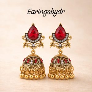 Golden metal shade jhumka style earing