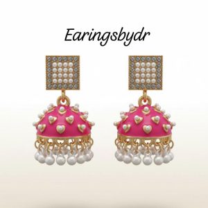 Pink shade metal style earing